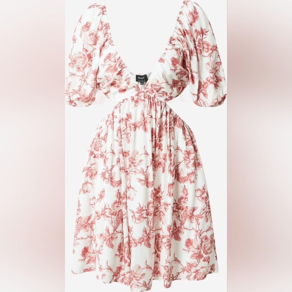 Bardot Eden Floral Mini Dress Cutout - Red and White